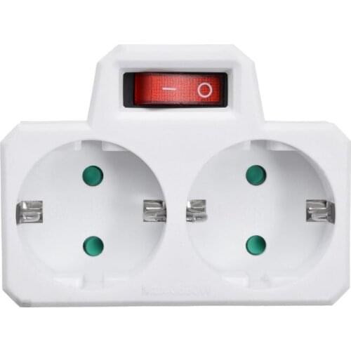 250V 16A Multiple Plug EU Standard Double Socket Conversion Socket with Outlet Switch Plug Power Adapter Socket wholesale