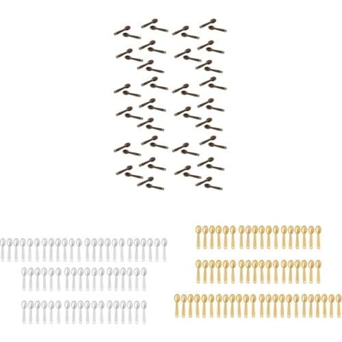60pcs Mini Alloy Spoons Set 1/12 Dollhouse Tableware Furniture Kids Pretend Play Toys