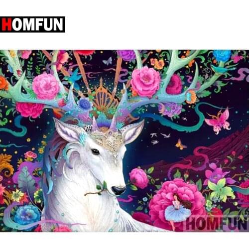 HOMFUN Full Square/Round Drill 5D DIY Diamond Painting " Color deer" 3D Diamond Embroidery Cross Stitch Home Decor A18831