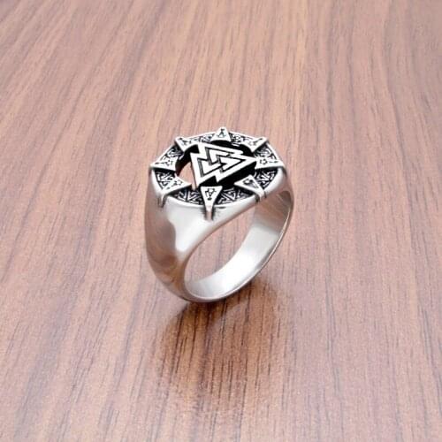 Free Shipping 316L Stainless Steel Nordic Viking Ring Celtics Knot Ring beads Signet Scandinavn Odin Amulet Ring Jewelry