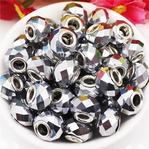 20Pcs Set Large Hole Cut Faceted Glass Spacer Women Waist Bracelet Beads for Jewelry Making Charms Necklace Snake Chain Bangle