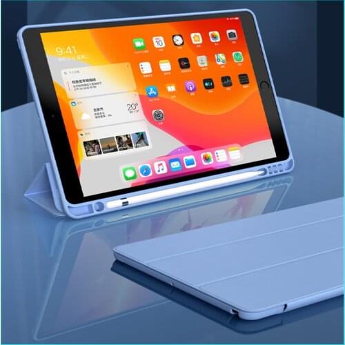 For iPad M1 Pro 11 2021 Case Air 4 10.9" 2020 10.2"10.5"Air 3" 9.7 inch 2019 Soft Cover With Pencil Holder Case for iPad Mini 5