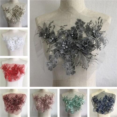 Flower Applique Lace Collar Trim Embroidered Neckline Sewing Patch Fabric Hot