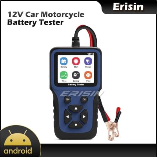 Erisin 392 12V LCD Display Car Motorcycle Battery Tester Load Charging Cranking System Test Tool