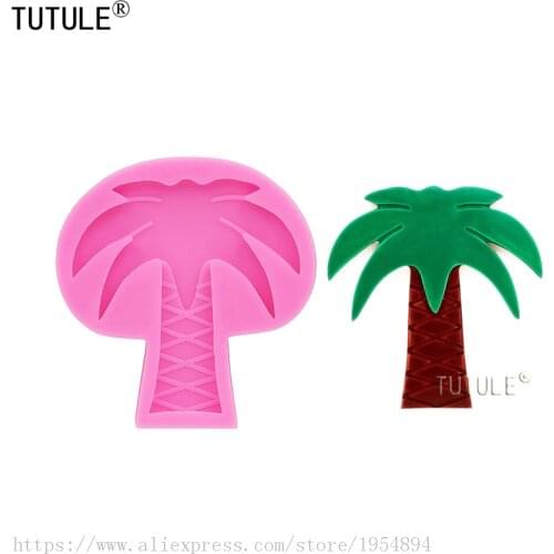 Tropical Coconut Palm Tree Beach mold,Chocolate Cake mold, Fondant Cupcake, Clay Resin Gypsum Casting Mould-Keychains mold