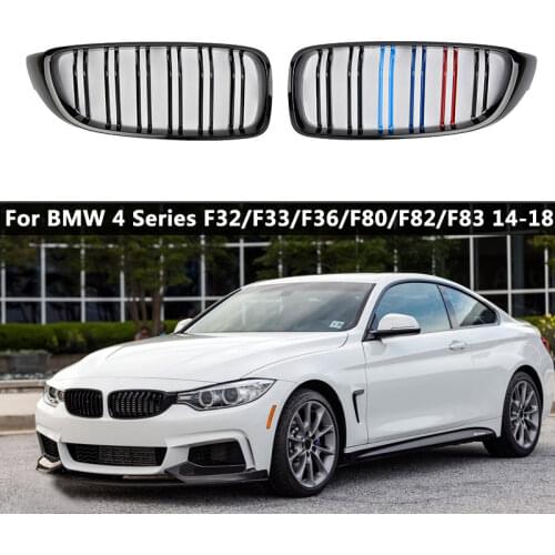 A Pair 2013-2018 4 Series ABS Gloosy Black Dual Line Front Grills for Bmw F32 F33 F36 F82 F83 Car Accessories