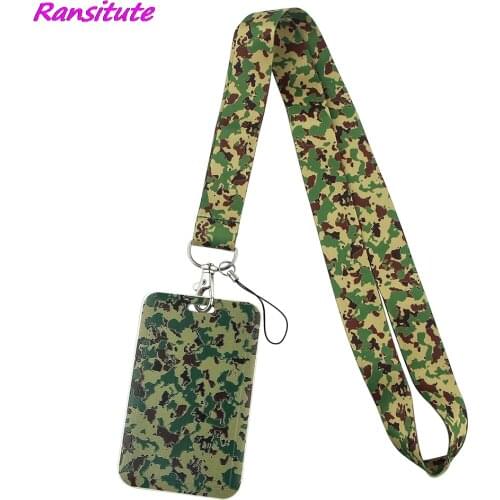 Ransitute R1642 Camouflage Style Creative Lanyard Card Holder Soldier Hanging Neck Phone Lanyard Badge Subway Access Card Holder