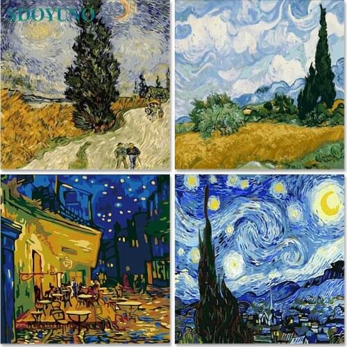 SDOYUNO Van Gogh Oil Painting By Numbers Scenery 60x75cm Paint By Numbers On Canvas Landscape Frameless Home Decor