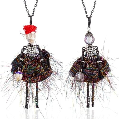 HOCOLE Fashion Doll Necklaces For Women Handmade Alloy Long Chain Crystal Kids Girls Dress Pendant Necklace Jewelry Accessories