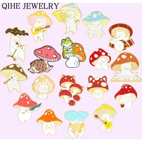 Cartoon Mushroom Theme Series Enamel Pin Cute Plant Brooches for Women Backpacks Anime Lapel Pins Badge Jewelry Gift Wholesale