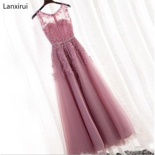 New Arrival party Dress Scoop Sleeveless Cheap Chiffon A Line Dress Floor Length vestidos de fiesta de noche