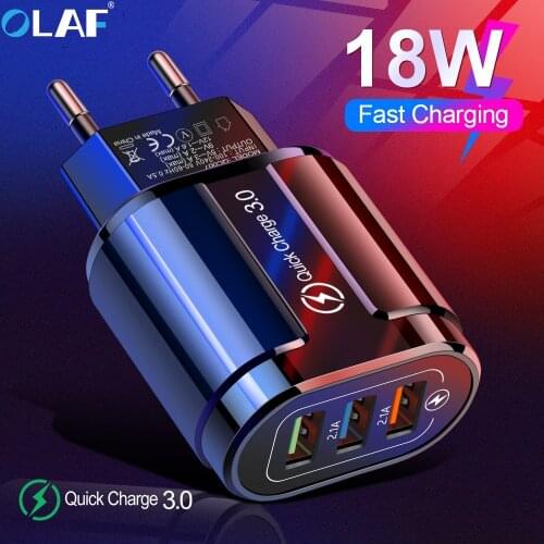 Olaf 3 Ports USB Charger Quick Charge 3.0 Fast Charging For Samsung iphone Xiaomi Universal Wall Adapter Mobile Phone Charger