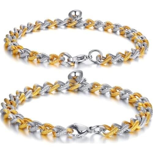 1 Pair Couple Cuban Chain Half Ball Attract Each Other Bracelet