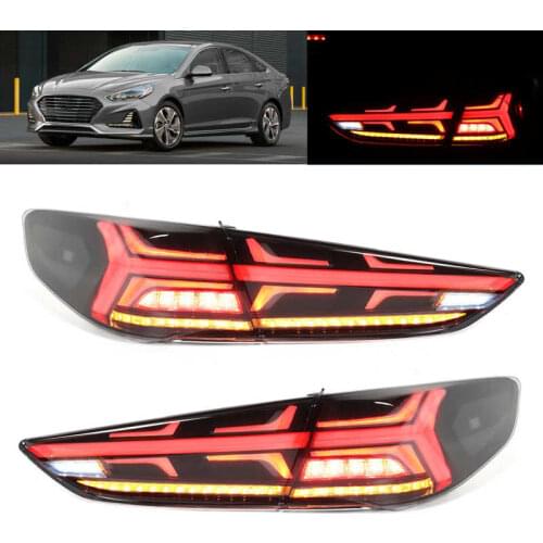 Full LED Dynamic Tail Lights Assembly Smoked Lens Fit for Hyundai Sonata 9 2018-2019