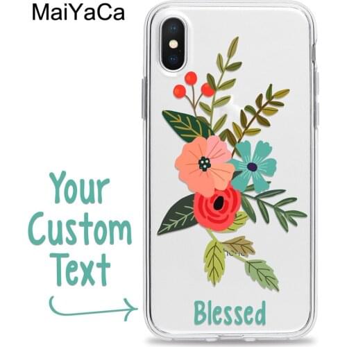 Clear Case Personalized with Floral Design for iPhone 12 mini 11 Pro Max XS XR X 8 Plus 7 SE 2020 6S Customized Phone Cover