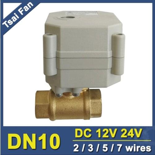 TF10-B2-C DC12V /DC24V 2/3/5/7 Wires 2 Way Brass 3/8'' (DN10) Electric Motorized Valve Metal Gear On/Off For Water Application