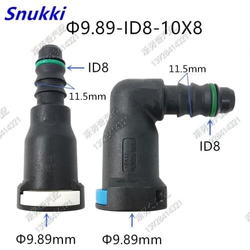 High quality 9.89mm ID8 90 degree SAE 10 Fuel pipe joint plastic fittings Fuel line quick connector for VW for Volkswa 2pcs