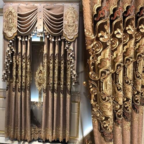 High-end European-style Luxury Living Room Curtains Shade Cloth Curtain Air Villa Bedroom Windows and French Windows Tulle