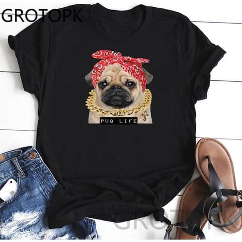 Pug Singlet Funny T-Shirt Women Vintage Graphic Female Tshirt Women Novelty Streetwear T Shirt Women Women Clothes