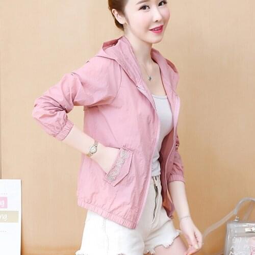 Letters Printed Sun Protection WomenS Clothes Spring Summer Zipper Baseball Jacket Windbreaker Coat Vetement Femme 2021