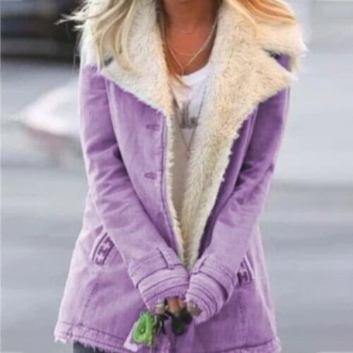 Ladies High Quality Jacket Casual Plush Jacket Lapel Solid Color Pocket Streetwear New Winter Women Warm Jacket