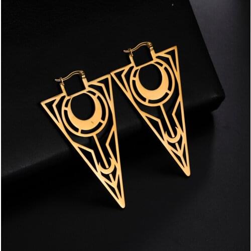 Sipuris Retro Triangle Geometric Shape Dangle Earrings Stainless Steel Moon Drop Earrings Gift For Women Girl Jewelry Accessorie