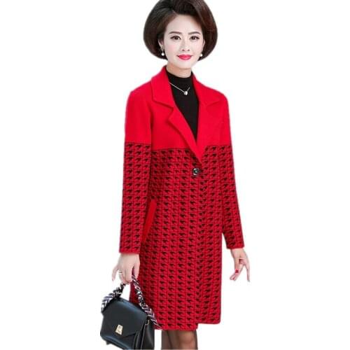 High quality sweater Women sweater coat knitting printing sweater NEW Elegant women blazer Hooundstooty long coats Leisure 1479