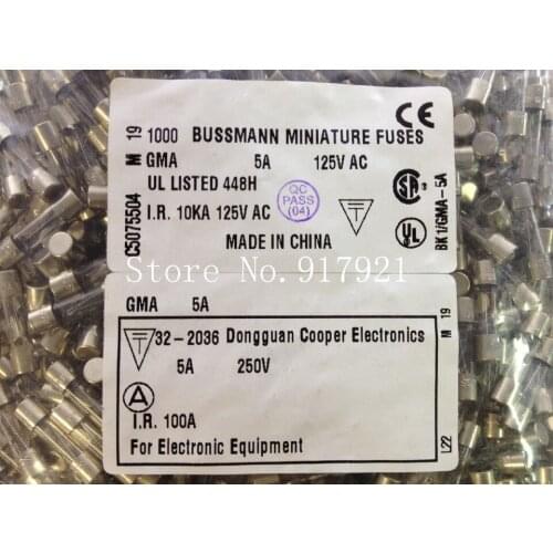 [ZOB] The United States Bussmann BK1/GMA-5A 5A125V 250V FUSES 5X20 fuse fuse --200pcs/lot