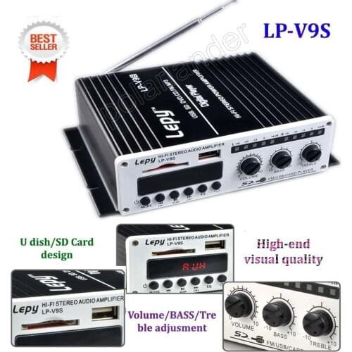 12V car stereo 2ch output power amplifier 15WX2 RMS USB CD SD FM MP3 digital player Hi-Fi stereo power amplifier