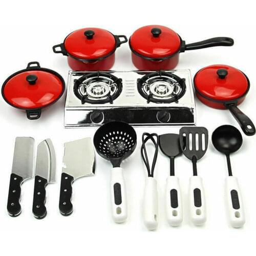 13PCS Toddler Girls Baby Kids Play House Toy Kitchen Utensils Cooking Pots Pans Food Dishes Cookware