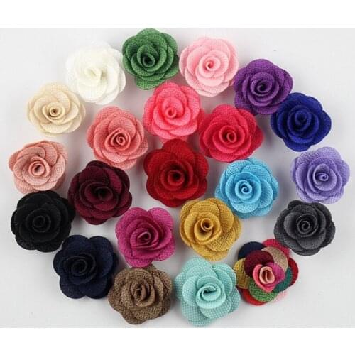 200Pieces/Bag Size 3.5CM Fabric Rose Flower Handmade Cotton Cloth Flowers Hand DIY Material Girl Hair Accessories 22 Colors Rose