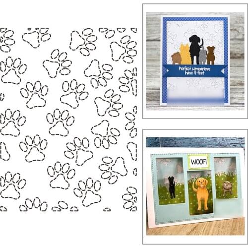 2021 New Rectangle Background Pattern Metal Cutting Dies For Mould Cut Paper Making Paw Print Card and DIY Scrapbooking No Stamp