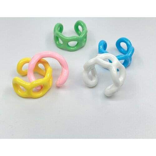 Drop oil big hollow out lovely macarone color ring girl lady party out of street enamel ring