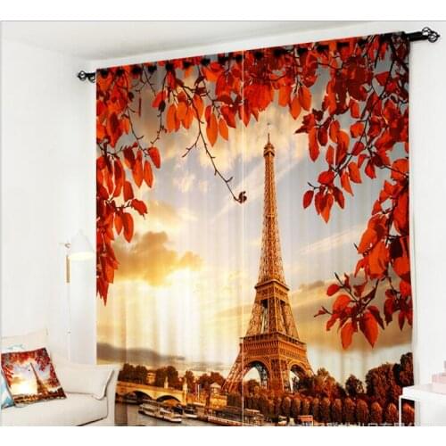 3D Window Curtains Red maple leaf print Living Room wedding Bedroom decorate Drapes Rideaux Cortinas Customized size pillowcase