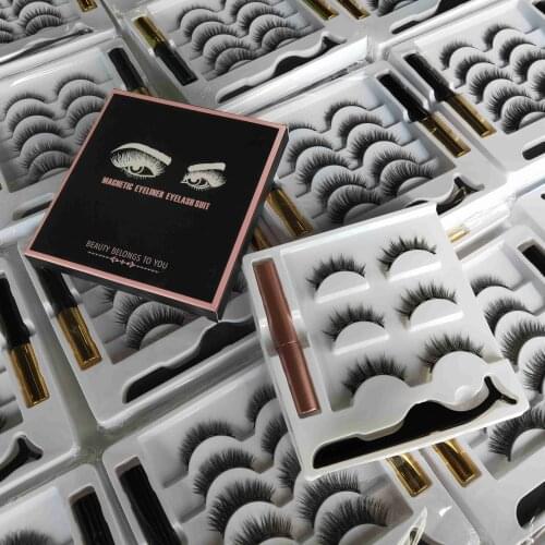3D Mink Eyelashes Magnetic Eyeliner Magnetic Lashes Short False Lashes Lasting Handmade Eyelash Makeup Tool Magnetic Eyelashes