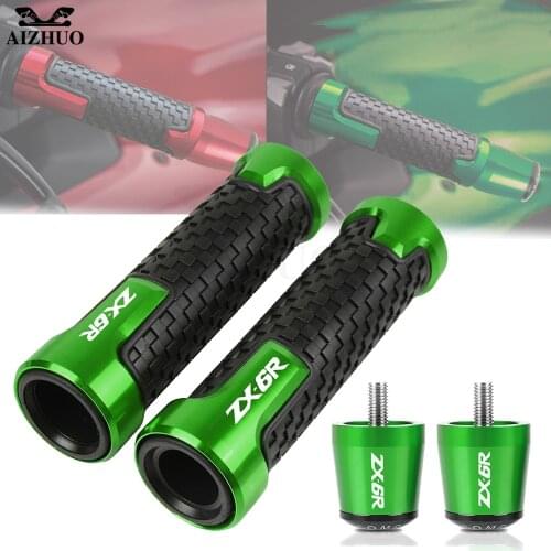 7/8" 22MM Handlebar Hand Grips FOR KAWASAKI ZX6R ZX-6R 2000-2020 2019 2018 Motorcycle Accessories Handle Bar End Cap Plug ZX6 R