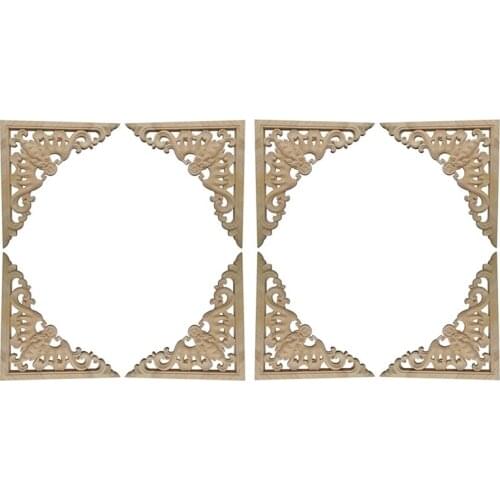 8Pcs Carved Unpainted European Corner Applique Onlay For Furniture Home Door Decal 12 X 12Cm