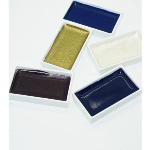 ZIG Kuretake Watercolor Paints Solid Professional Painting Big Pan Gold Silver Blue Colors Japan