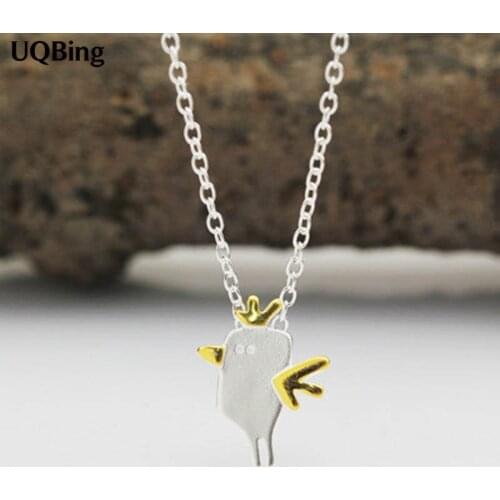 Free Shipping 2015 New Arrivals 925 Sterling Silver Necklaces Cute Chick Sterling Silver Necklaces&Pendants Collar Colar