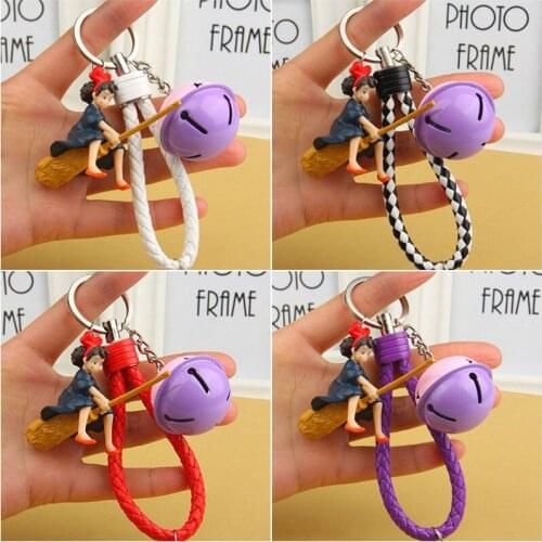 Japanese Anime Keychain Hayao Miyazaki 3D Kikis Delivery Service Keychain Girl Kiki Figure Toys Model PVC Car Keychain Ring