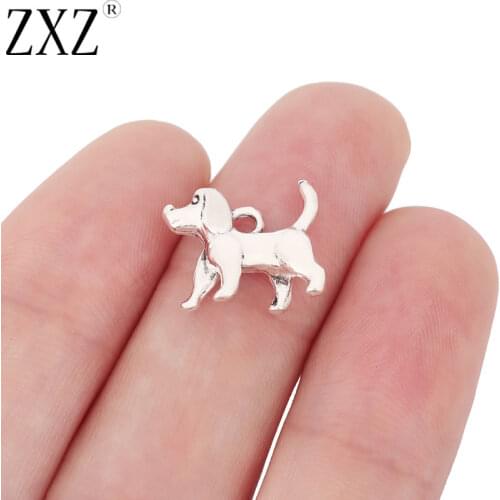 ZXZ 20pcs Tibetan Silver Tone 3D Dog Charms Pendants Beads for Necklace Bracelet DIY Jewelry Making Findings 18x13mm