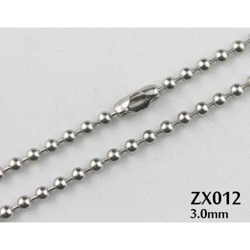 16"-38" length 3mm ball chain bead chains stainless steel necklace use waist buckle fashion jewelry parts 20pcs ZX012