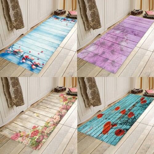 Flowers on wooden boards, flannels, prints, anti-skid, absorbent entry pads, door pads, bathroom pads, bedside pads