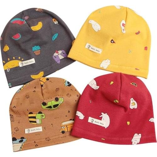 Baby Hat Beanie Children Girls Boys Cartoon Animals Print Cotton Hats Newborn Spring Autumn Kids Caps Beanies Bonnet for 3-7Y