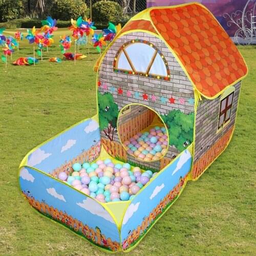 Childrens Toy House Tent Ocean Ball Pool Tents House with Courtyard Garden Crawling Folding Outdoor Indoor Tent Boys Girls Kids