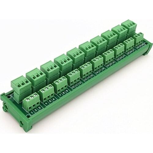 DIN Rail Mount 15A/300V 10x3Position Screw Terminal Block Distribution Module
