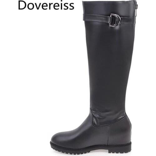 Dovereiss Fashion Female boots Winter sexy Elegant Zipper leather consice Increase height new Knee high boots big size 45