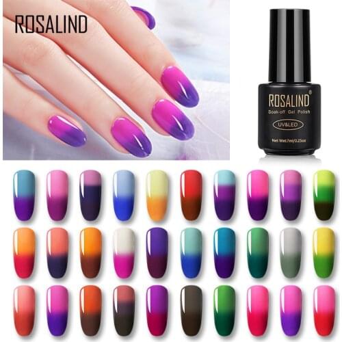 ROSALIND Thermal Nail Gel Polish Temperature Color Changing Glitter Vernis Semi Permanent Manicure Shiny UV Gel Nail Polishes