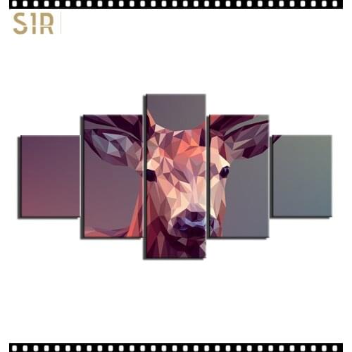 HD 5 Pieces Deer Elk Animal Pictures Posters Wall Art Home Decor for Living Room Painting on The Wall Deer Elk Pictures Wall Art