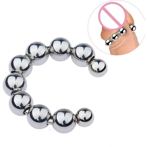 Penis Ring Stainless Rings 27/30mm 10 Beads Head Glan Stimulating Adult Male Sex Toys Metal Ring for Men Delay Ejaculation